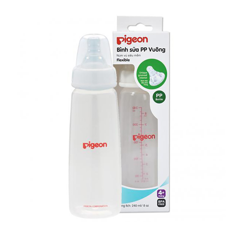 Bình sữa PP Vuông 240ml (Núm si cao cấp)