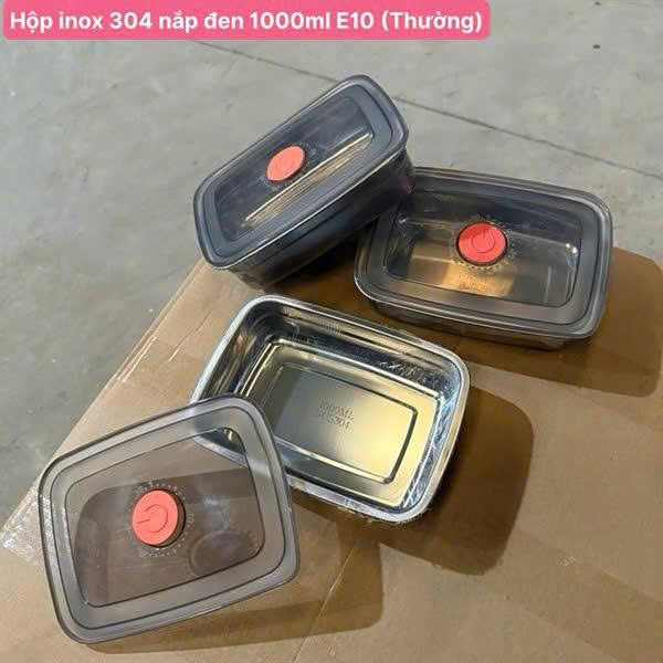 HỘP INOX 304 NẮP ĐEN 1000ML E10