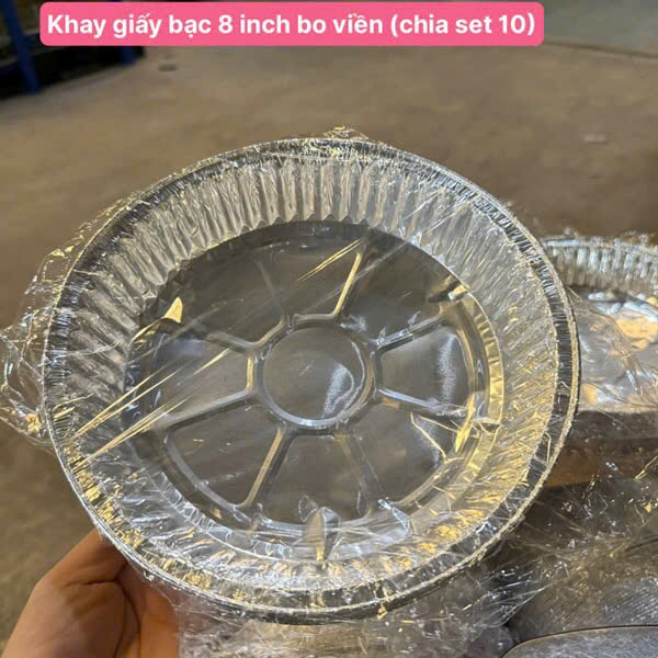 KHAY GIẤY BẠC 8 INCH BO VIỀN (1k)