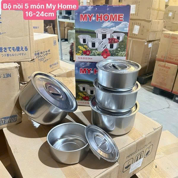 BỘ NỒI 5 MÓN MY HOME INOX