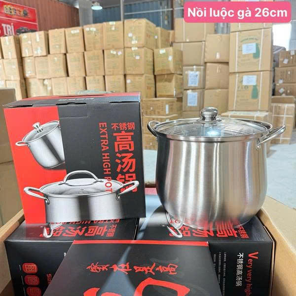 NỒI LUỘC GÀ INOX 26CM THÂN CAO