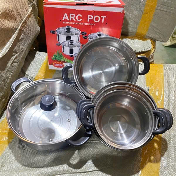 BỘ NỒI INOX 3 MÓN ARC POT NẮP KÍNH (12)