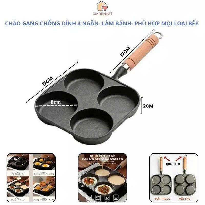 CHẢO GANG CHỐNG DÍNH 4 NGĂN ĐA NĂNG (50)