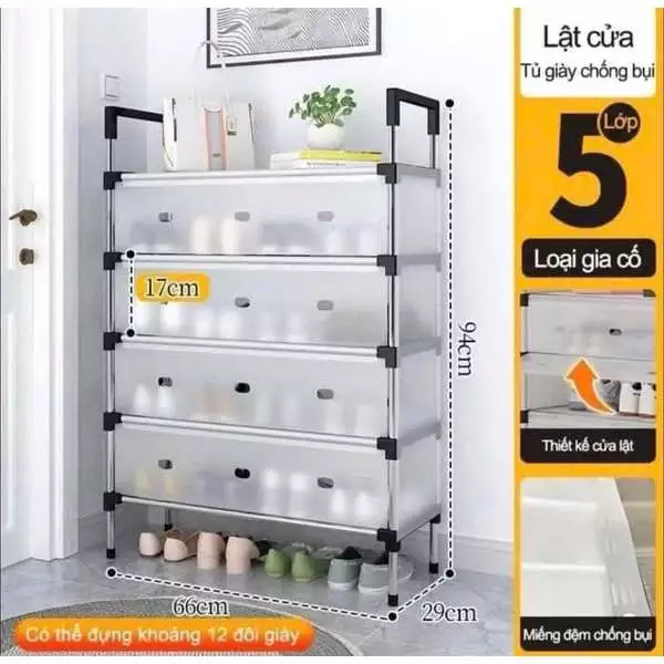 KỆ GIÀY 5 TẦNG KHUNG INOX (20)