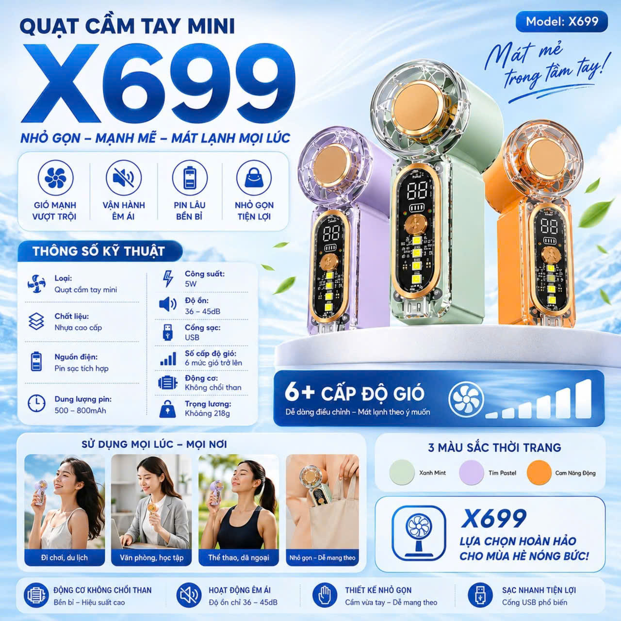 Quạt Cầm Tay Mini X699