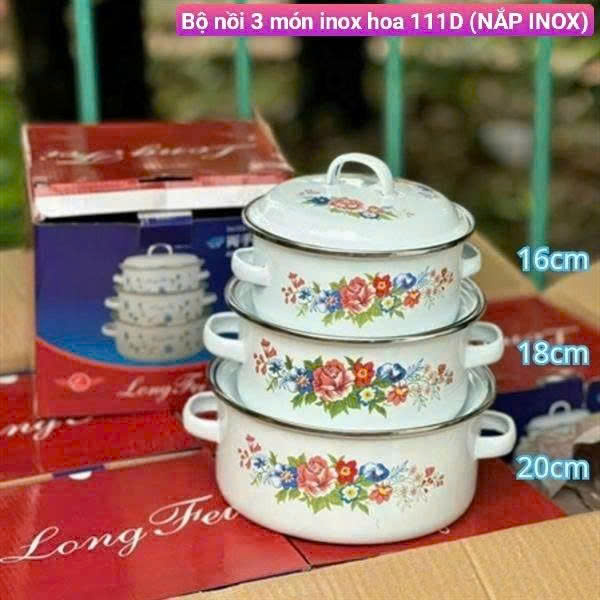 Bộ Nồi 3 Món Inox Hoa 111D