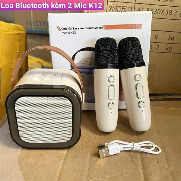 Loa Bluetooth Karaoke K12 Kèm 2 Micro Không Dây