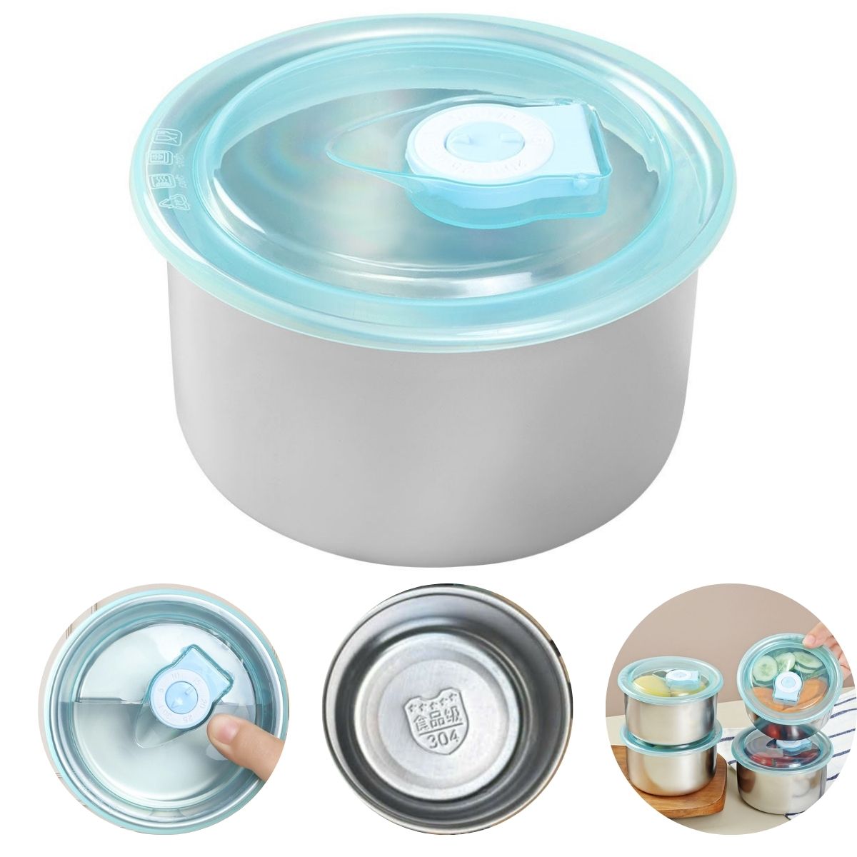 Hộp Đựng Thực Phẩm Inox 304 Tròn 14cm Cao Cấp – An Toàn, Bền Bỉ