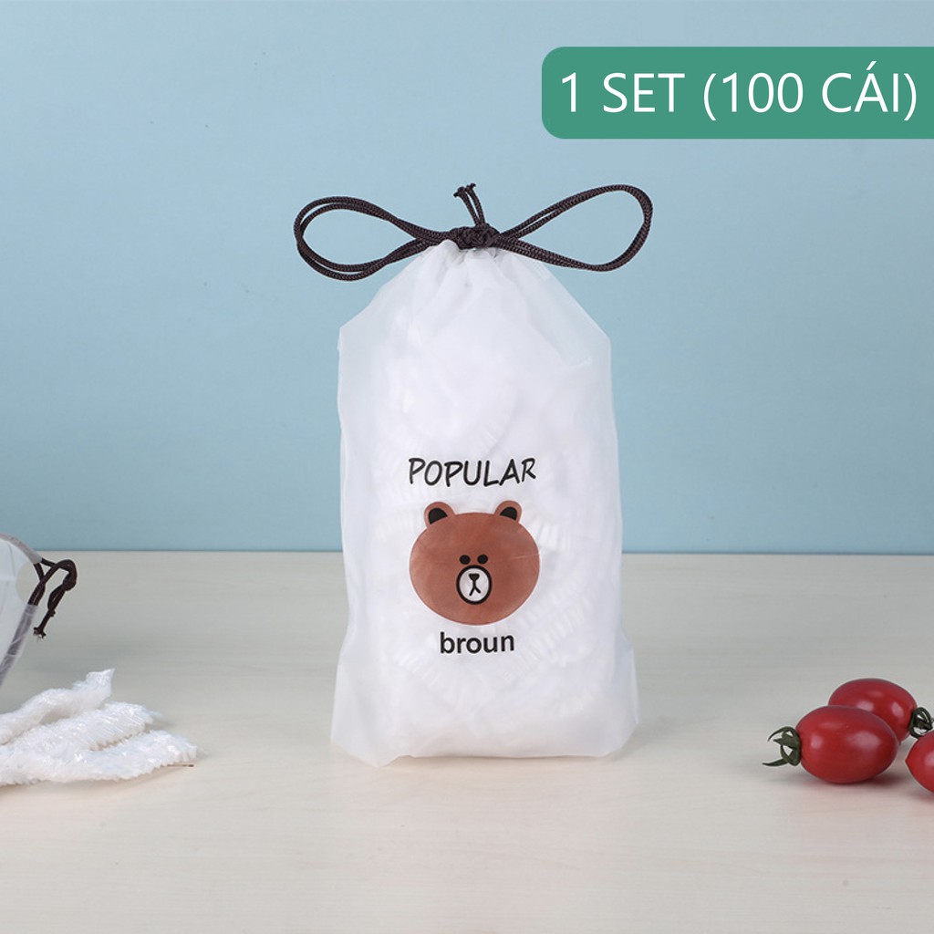 Set 100 Màng Bọc Thực Phẩm Hình Gấu - Tiện Lợi, An Toàn