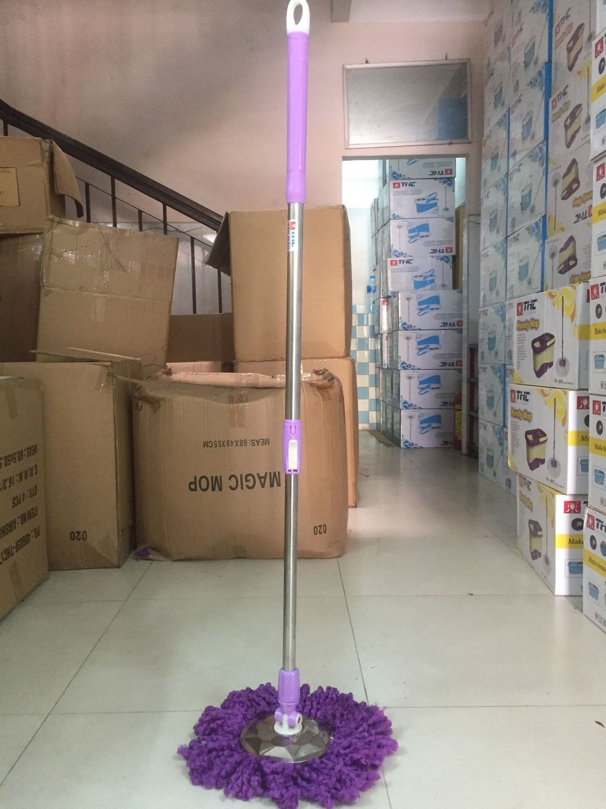 Sỉ Cây Lau Nhà 360 Độ Màu Tím (Mâm Nhựa) - Bền Bỉ,