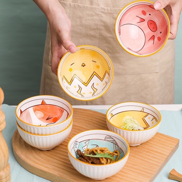 Bộ Bát Ăn Dặm Hình Thú Cho Bé – Chất Liệu Sứ Cao Cấp