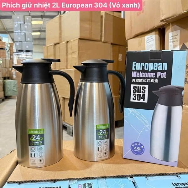 Phích Giữ Nhiệt 2L European SUS 304 - Giữ Nhiệt 24H, Bền Bỉ
