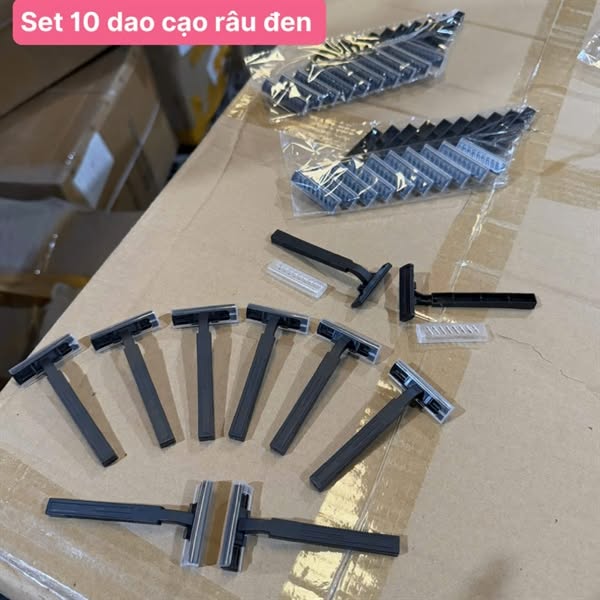 Set Dao Cạo Râu 10 Cái Đen – Sắc Bén, Tiện Lợi