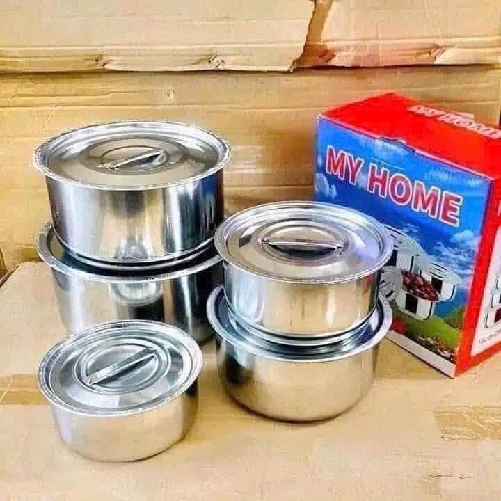 Bộ Nồi 5 Món My Home 16-24cm – Chất Liệu Inox Cao Cấp, Bền Bỉ