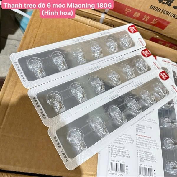 Thanh Treo Đồ 6 Móc Miaoning 1806 Hình Hoa - Dán Tường Siêu Dính
