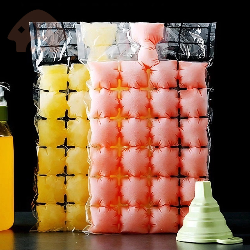 Combo 10 Túi Nilon Làm Đá 24 Ô (Kèm Phễu) - Tiện Lợi, Vệ Sinh