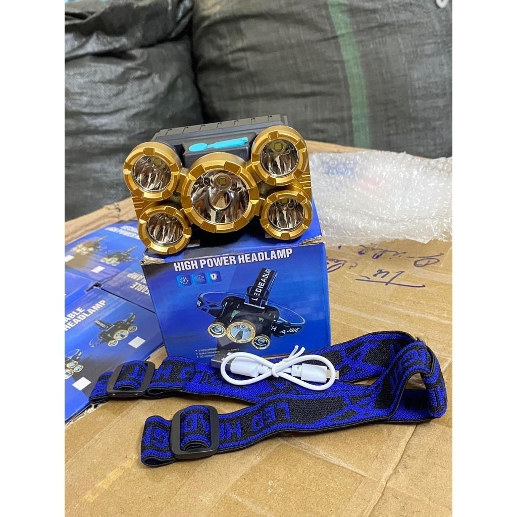 Đèn Pin Đội Đầu 5 Bóng Siêu Sáng - Chống Nước, Tiện Lợi