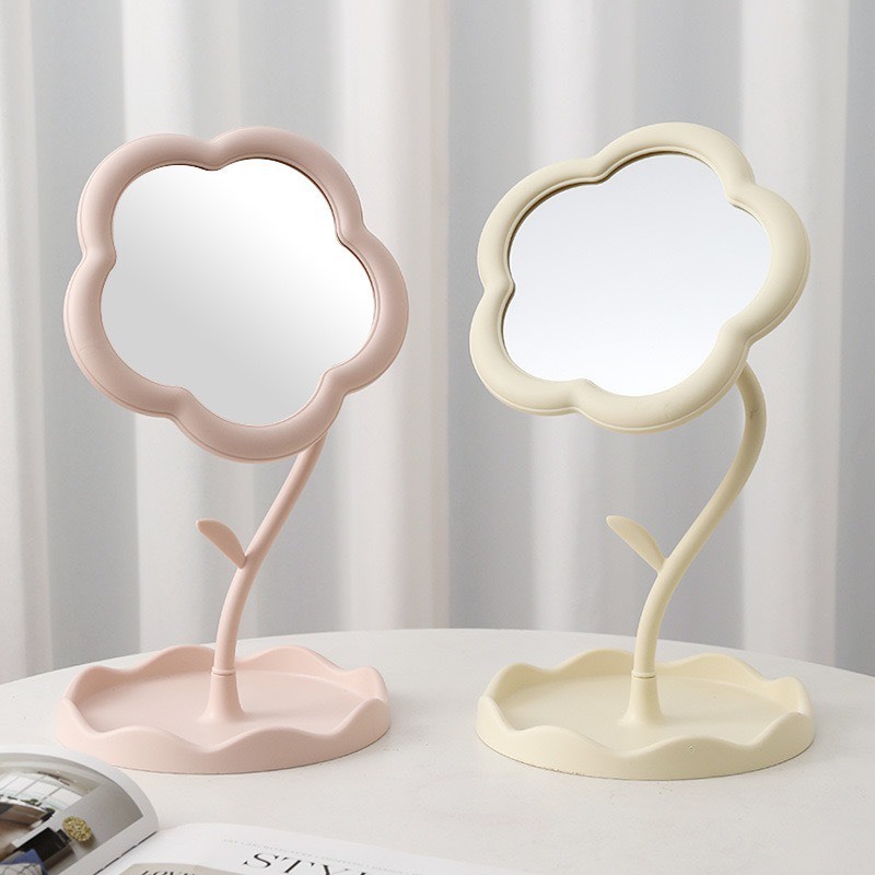 Gương Để Bàn Đế Cao Hình Hoa (Loại To) – Decor Xinh Xắn, Tiện Lợi