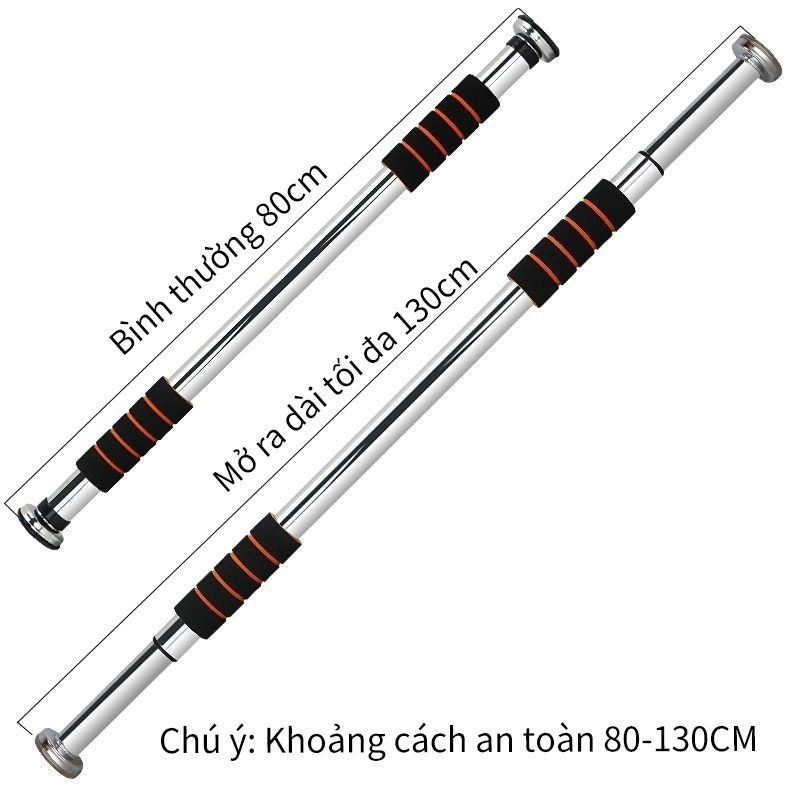 Xà Đơn Treo Tường Gắn Cửa 80-130cm Cao Cấp - Bền Bỉ, Chịu Lực Tốt
