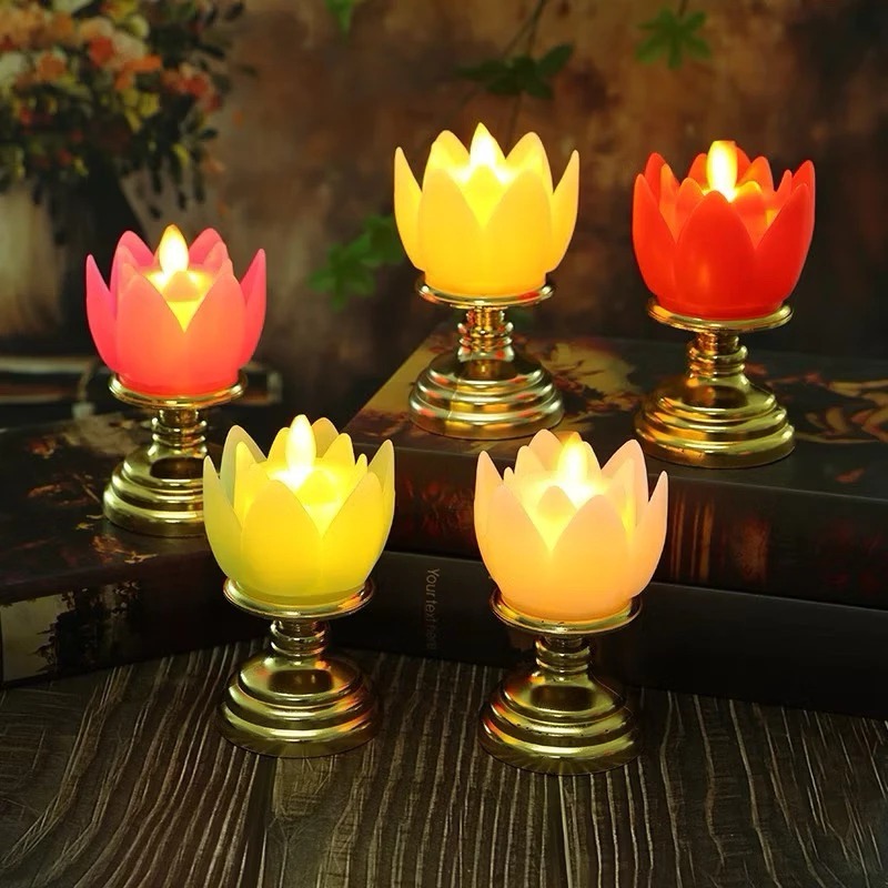 Sỉ Đèn Thờ LED Điện Tử Hình Hoa Sen – Sang Trọng, An Toàn