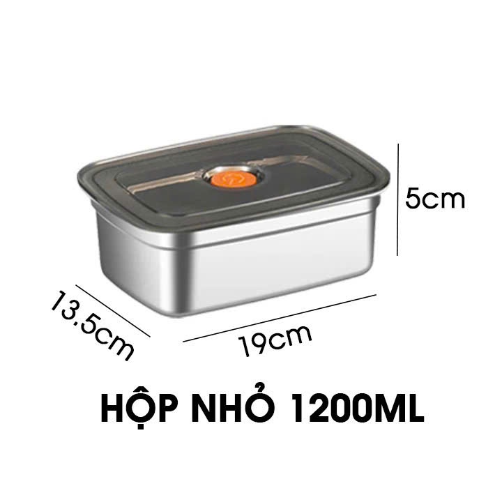 Sỉ Hộp Đựng Thực Phẩm Inox 304 Nắp Đen 1200ml – Bền Đẹp, An Toàn
