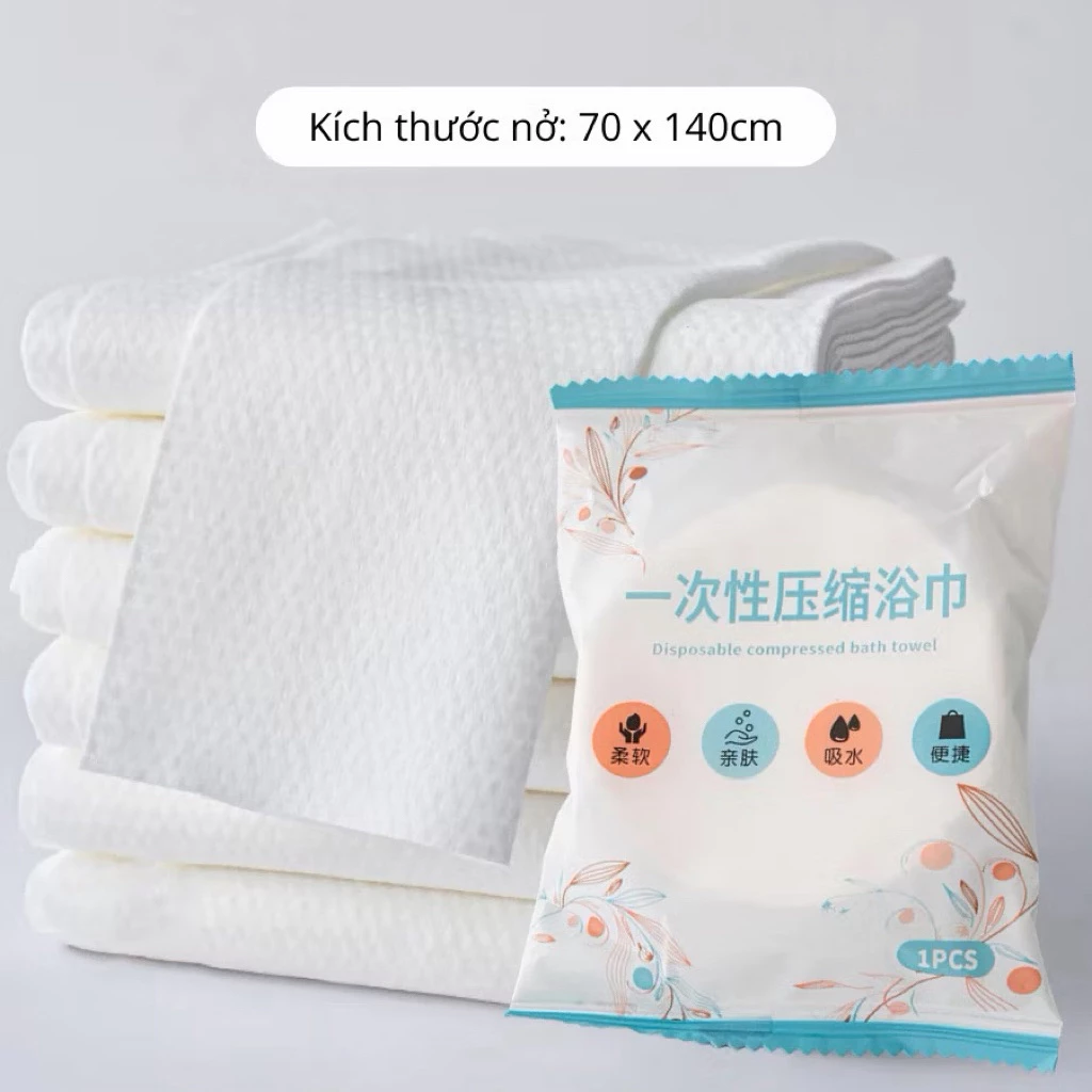 Khăn Nén Tắm Dạng Viên Vỏ Xanh (70x140cm) - Tiện Lợi, An Toàn