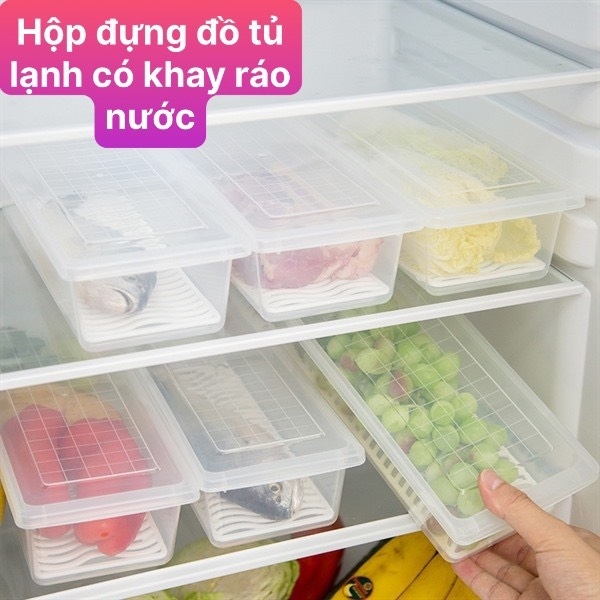 Hộp Đựng Thực Phẩm Có Khay Ráo Nước A34 – Bảo Quản Tủ Lạnh