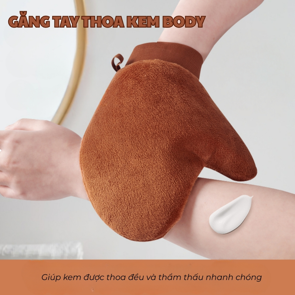 Găng Tay Thoa Kem Body Vải Nhung - Bí Quyết Dưỡng Da Đều Màu