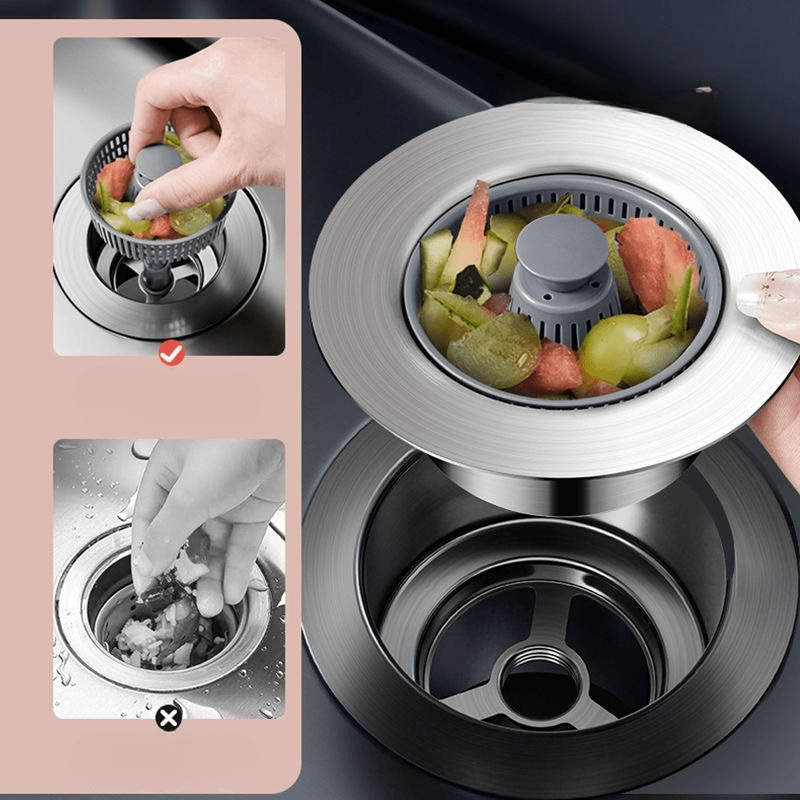 Bộ Giỏ Lọc Rác Inox Wiki 3 In 1 - Giải Pháp Chống Tắc Nghẽn Bồn Rửa Chén