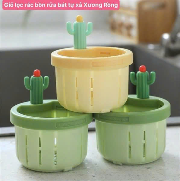 Giỏ Lọc Rác Bồn Rửa Bát Tự Xả Hình Xương Rồng - Độc Đáo, Tiện Lợi