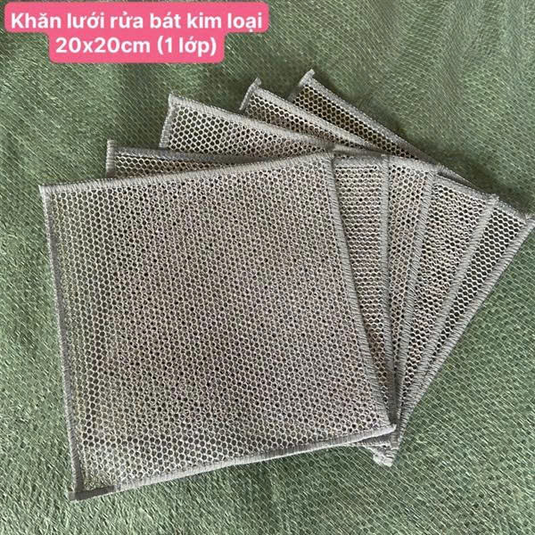 Khăn Lưới Rửa Bát Kim Loại 20x20cm - Đánh Bay Vết Bẩn Cứng Đầu