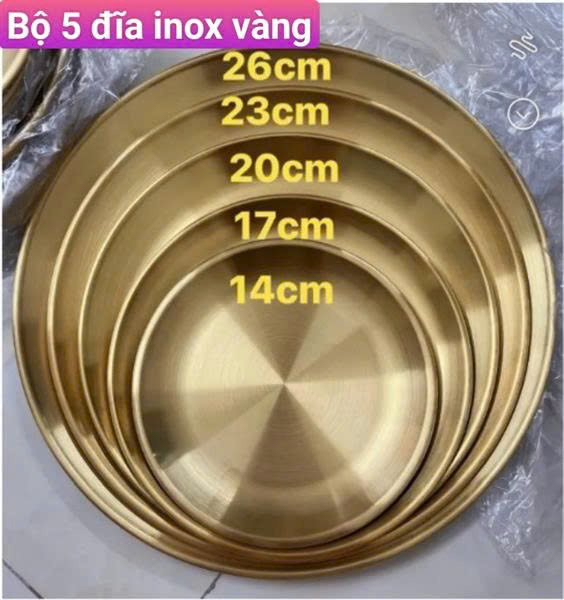 Bộ 5 Đĩa Inox Vàng Cao Cấp – Sang Trọng, Đa Năng