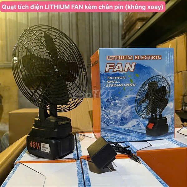 Quạt Tích Điện Lithium Fan Kèm Chân Pin (Hàng cố định không xoay) – Siêu Mạnh, Bền Bỉ