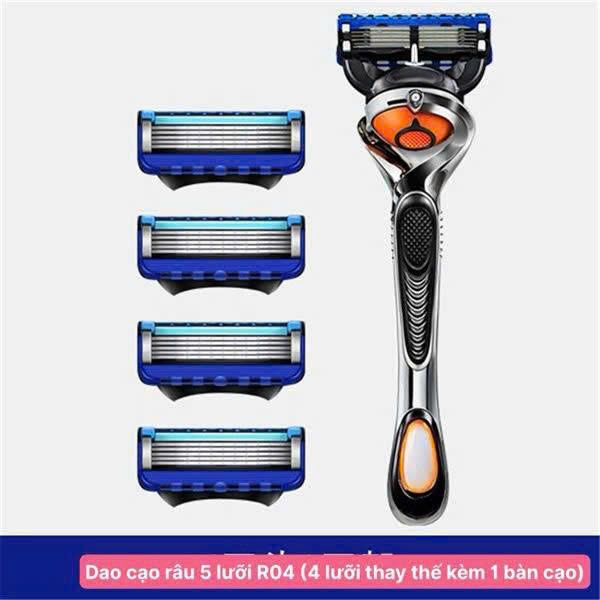 Set Dao Cạo Râu 5 Lưỡi R04 Kèm 4 Đầu Thay Thế
