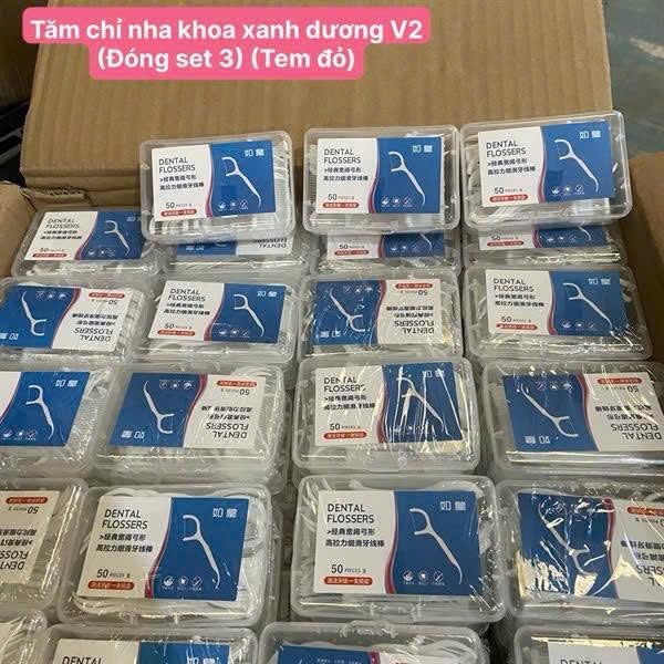 Tăm Chỉ Nha Khoa Xanh Dương V2 Set 3 Hộp – Vệ Sinh Răng Miệng