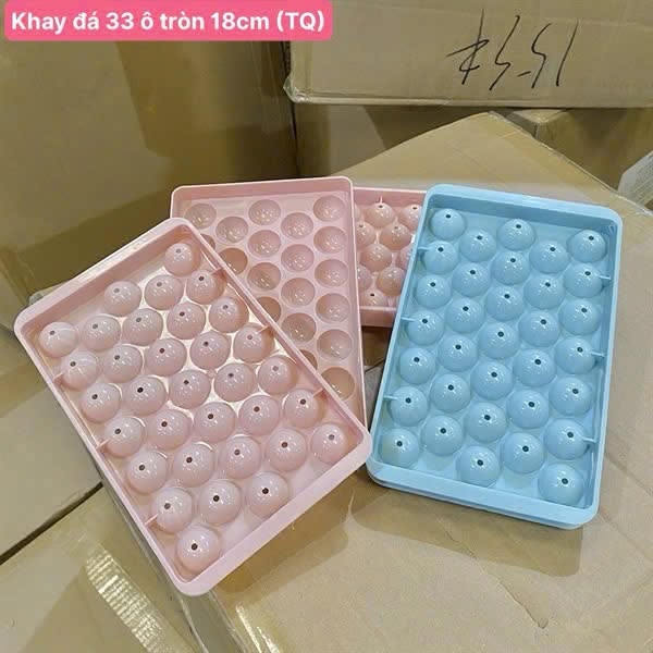 Khay Đá 33 Ô Tròn 18cm (Có Nắp) – Tạo Hình Đá Bi Tuyệt Đẹp