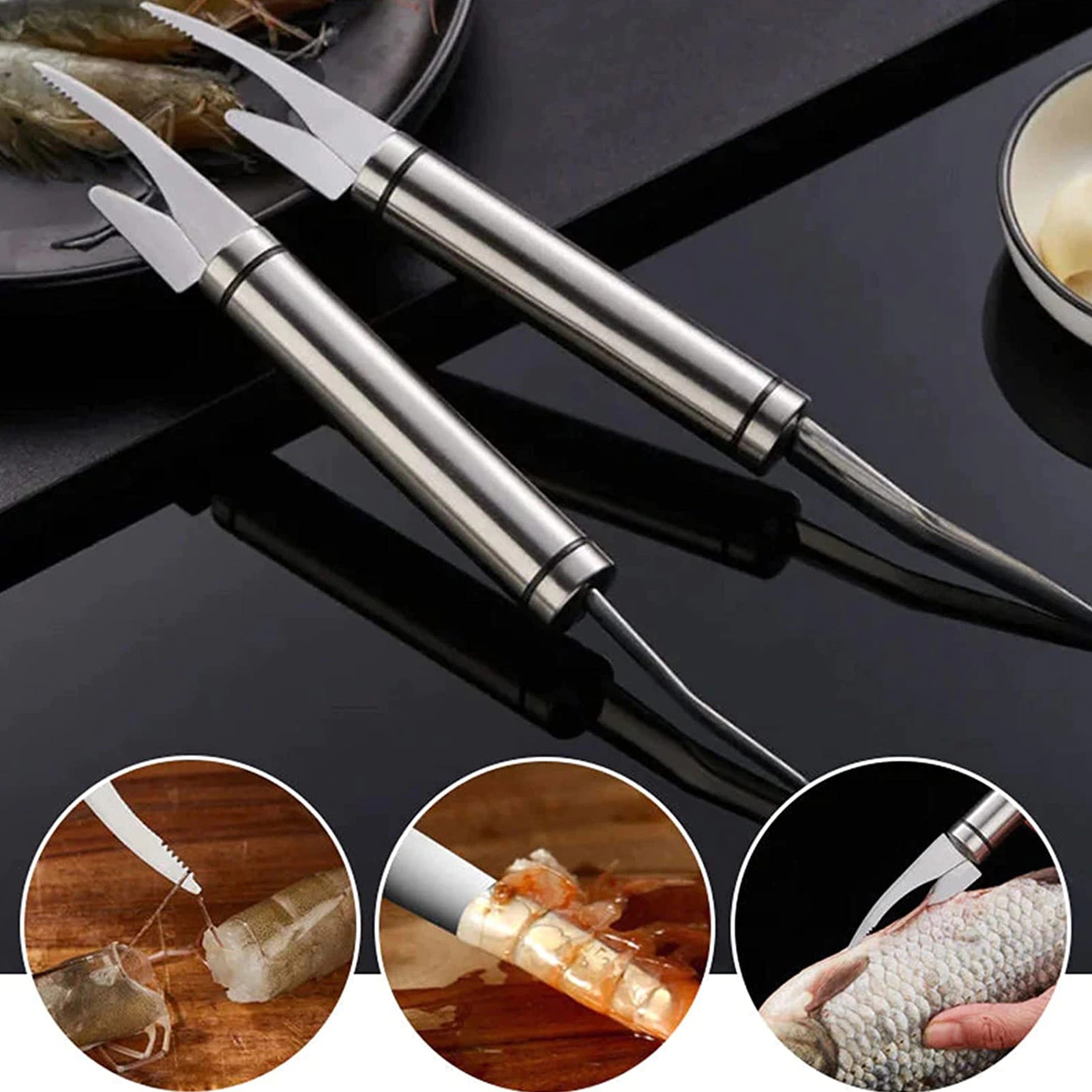 Dụng Cụ Lột Vỏ Tôm Inox Đa Năng – Bóc Vỏ, Lấy Chỉ Lưng Cực Nhanh