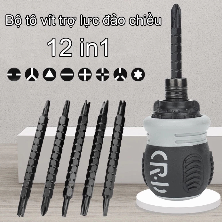 Bộ Tua Vít CRV Trợ Lực Kèm 6 Đầu Đa Năng