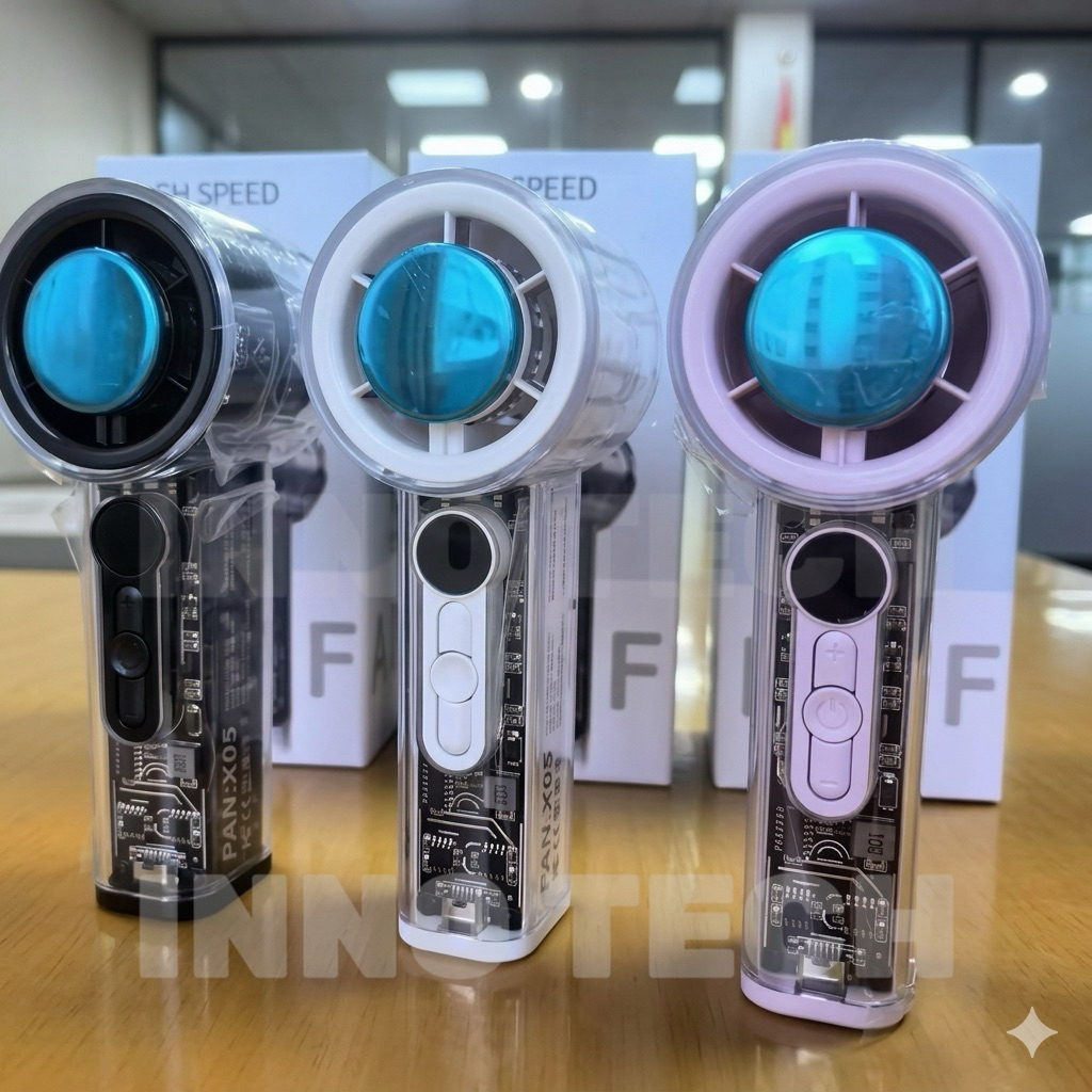 Quạt Tích Điện Cầm Tay X05 Trong Suốt Sò Lạnh
