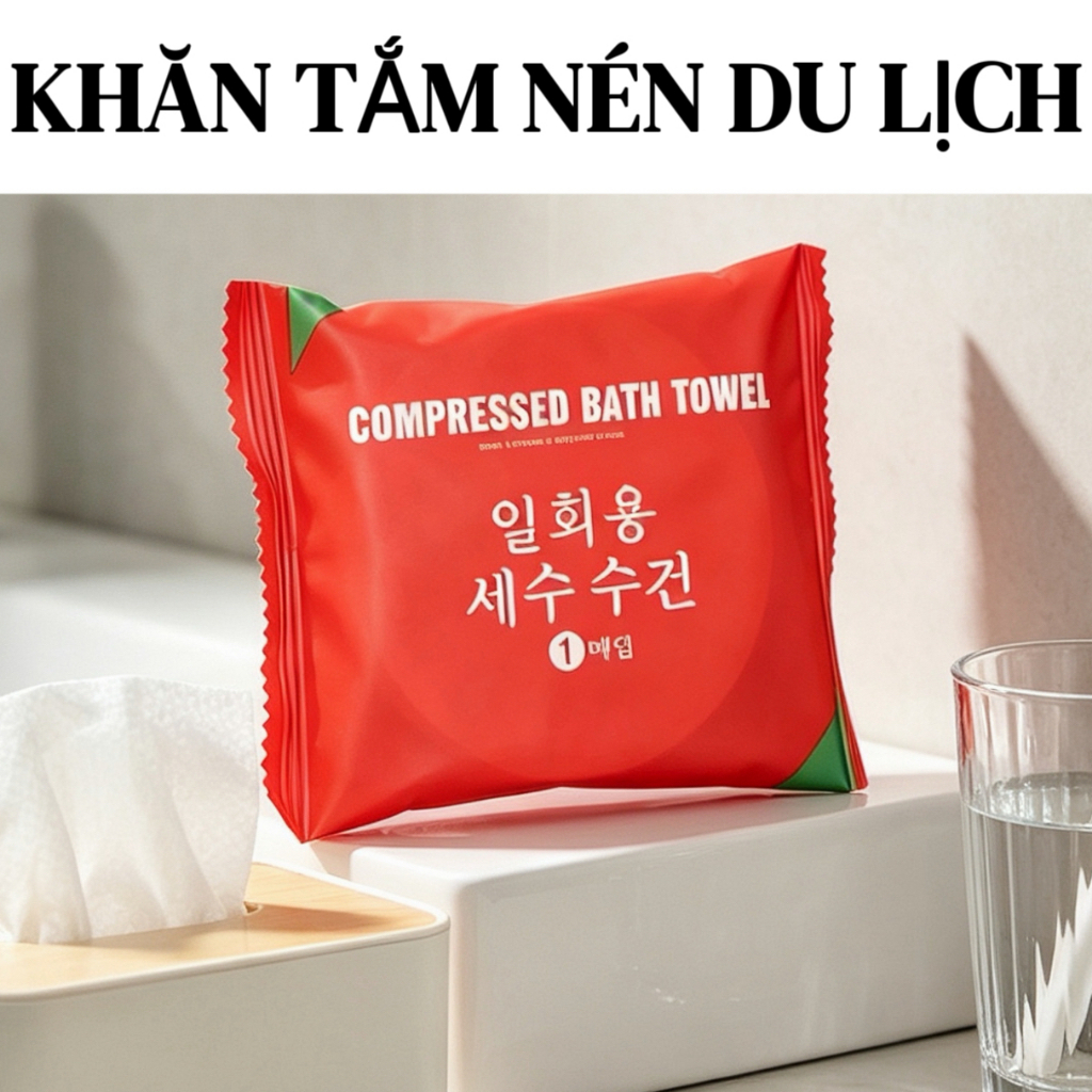 Khăn Tắm Nén Đỏ 40g – Khăn Tắm Du Lịch Tiện Lợi