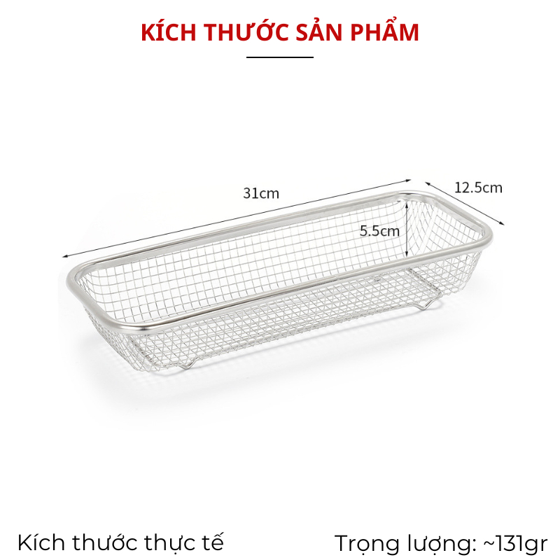 Rổ Lưới Inox Hình Chữ Nhật Lulu1 – Thoát Nước Siêu Tốc