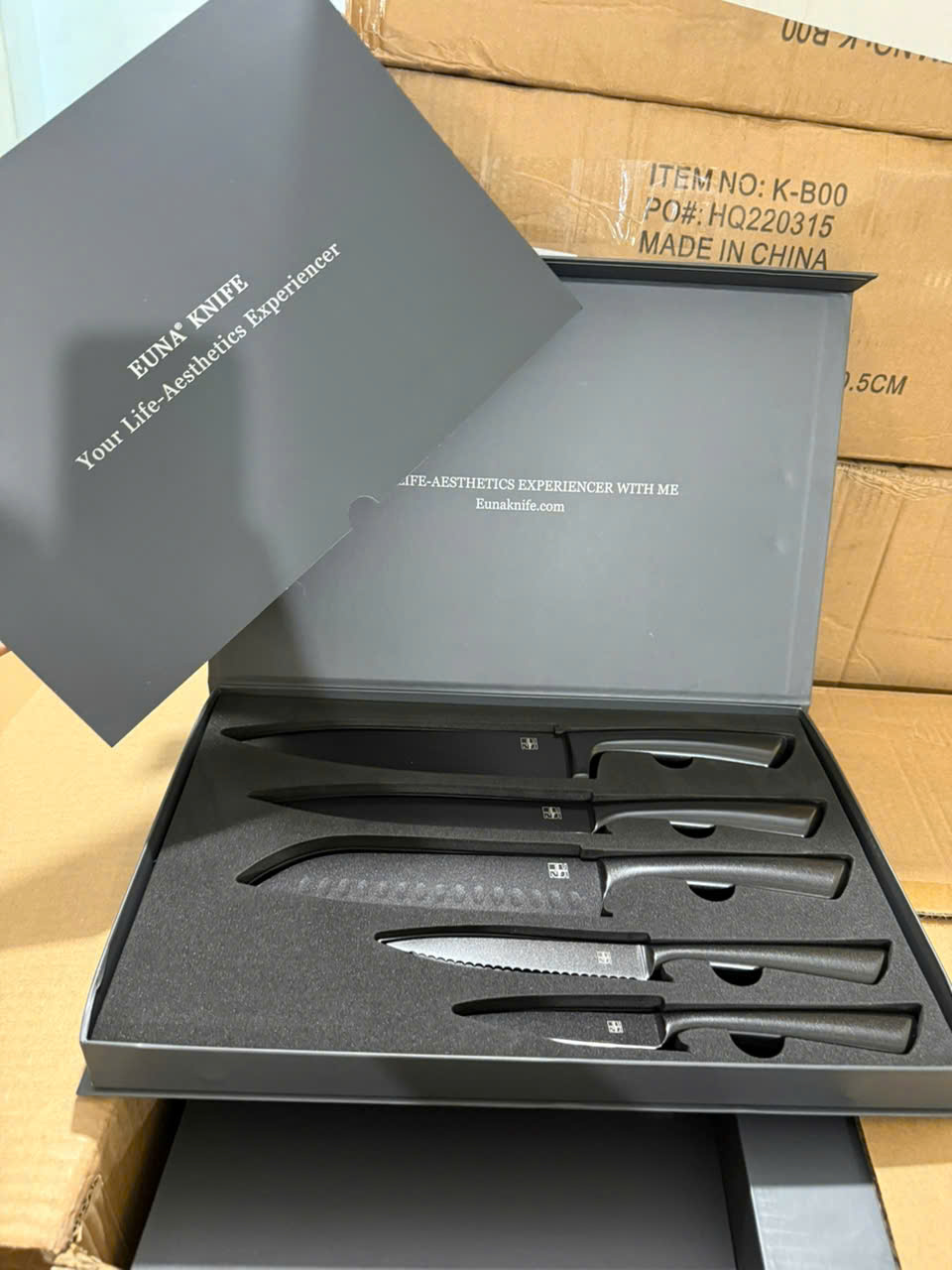 Bộ Dao Bếp Chuyên Nghiệp Euna Knife 5 Món Đen Sang Trọng