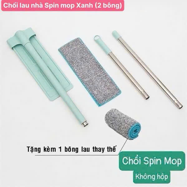Chổi Lau Nhà Thông Minh Spin Mop Xanh (2 Bông Lau) (Sao chép)