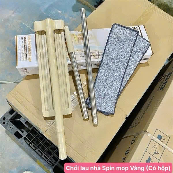 Chổi Lau Nhà Tự Vắt Spin Mop Vàng Thông Minh (Có hộp)