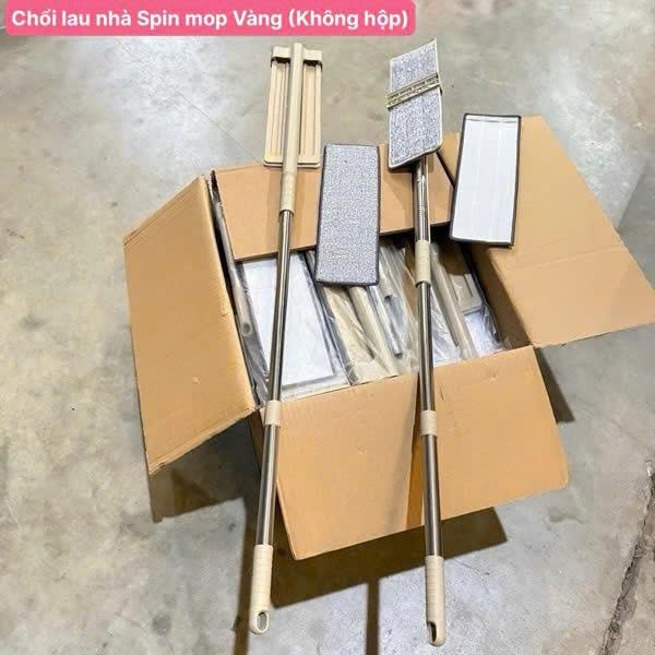 Chổi Lau Nhà Tự Vắt Spin Mop Vàng Thông Minh (Không hộp)