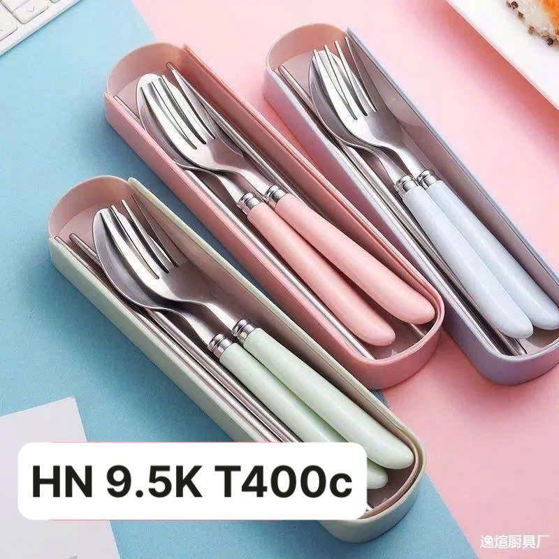 Bộ Muỗng Đũa Nĩa Inox Kèm Hộp Đựng Cao Cấp