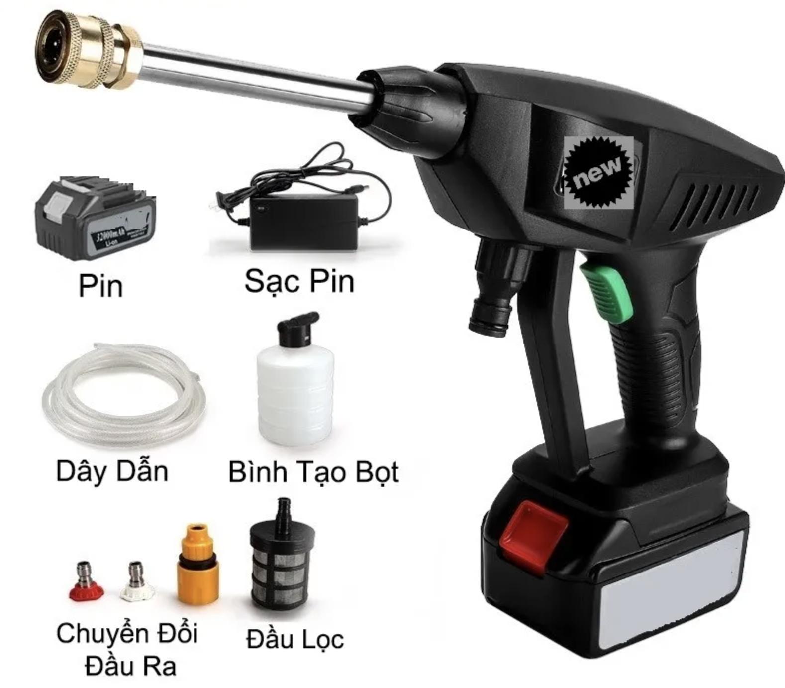 Bộ Vòi Rửa Xe Cầm Tay Dùng Pin 1 Pin Hộp Giấy