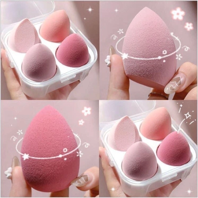 Hộp 4 Mút Tán Kem Nền Kèm Hộp Đựng Cao Cấp