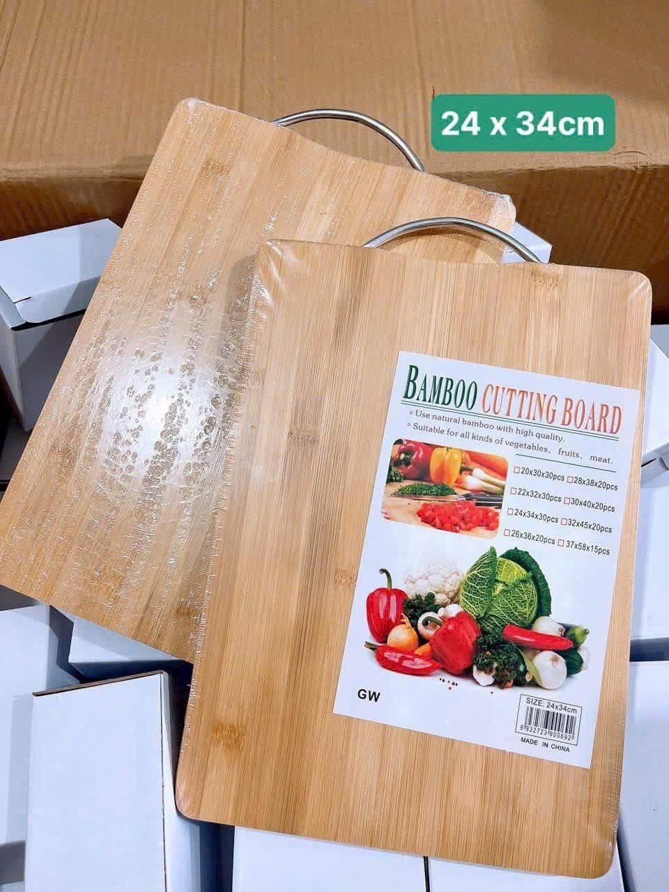 Thớt Tre Tự Nhiên Cao Cấp 24x34cm Có Quai Xách
