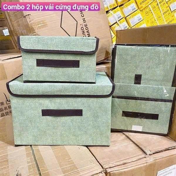 Combo 2 Hộp Vải Cứng Đựng Đồ Đa Năng Có Nắp